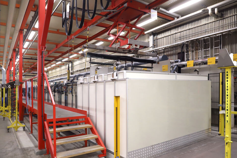 Mecapinta's anodizing capacity grew manyfold with the new line